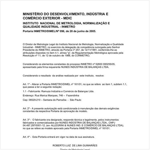 Portaria DIMEL/INMETRO 96:2005 - Situação: Em vigor