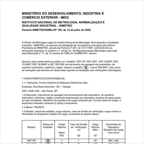 Portaria DIMEL/INMETRO 105:2005 - Situação: Revisto