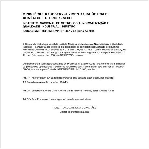 Portaria DIMEL/INMETRO 107:2005 - Situação: Revogado