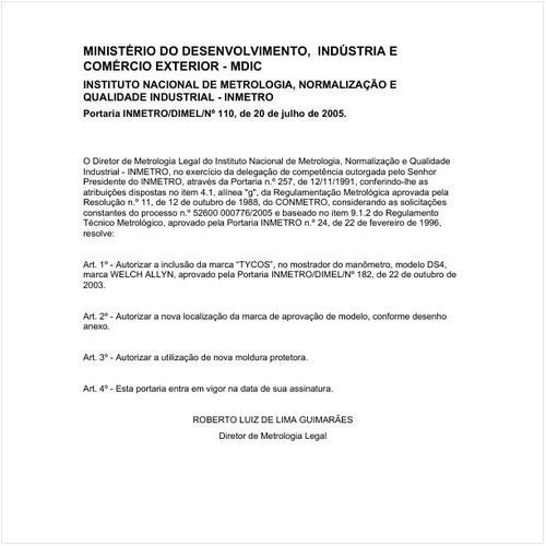 Portaria DIMEL/INMETRO 110:2005 - Situação: Revogado
