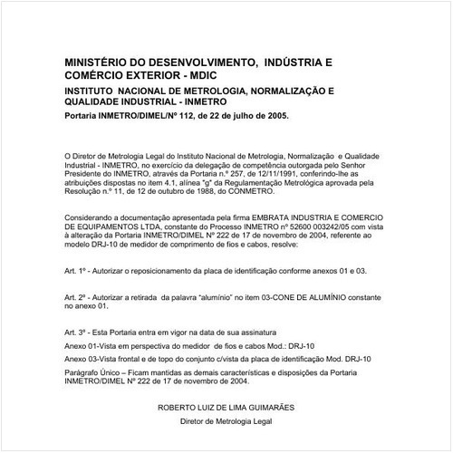 Portaria DIMEL/INMETRO 112:2005 - Situação: Em vigor