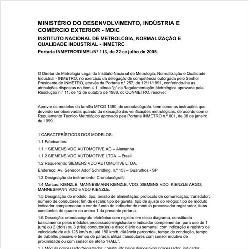 Portaria DIMEL/INMETRO 113:2005 - Situação: Revogado
