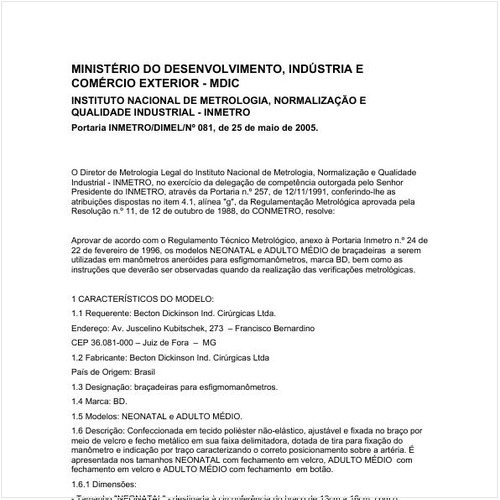 Portaria DIMEL/INMETRO 81:2005 - Situação: Revisto