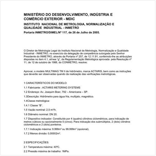 Portaria DIMEL/INMETRO 117:2005 - Situação: Revisto