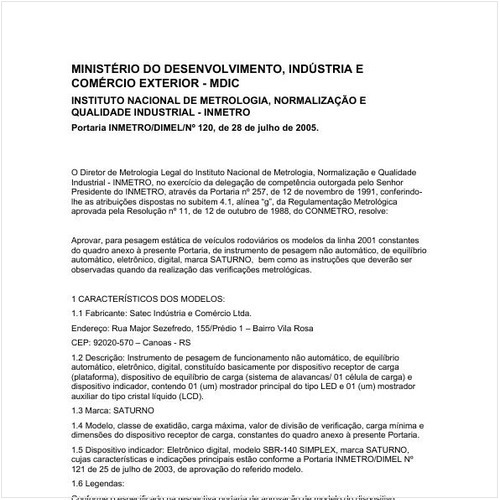 Portaria DIMEL/INMETRO 120:2005 - Situação: Revisto