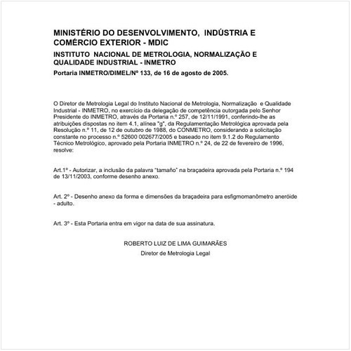 Portaria DIMEL/INMETRO 133:2005 - Situação: Em vigor
