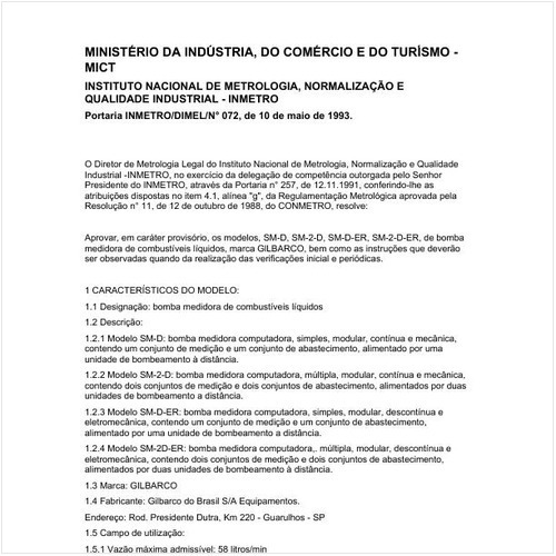 Portaria DIMEL/INMETRO 72:1993 - Situação: Revisto