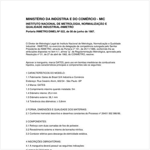 Portaria DIMEL/INMETRO 22:1987 - Situação: Revisto