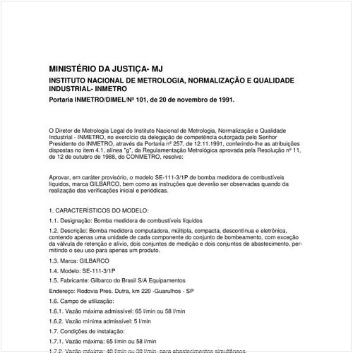 Portaria DIMEL/INMETRO 101:1991 - Situação: Revisto