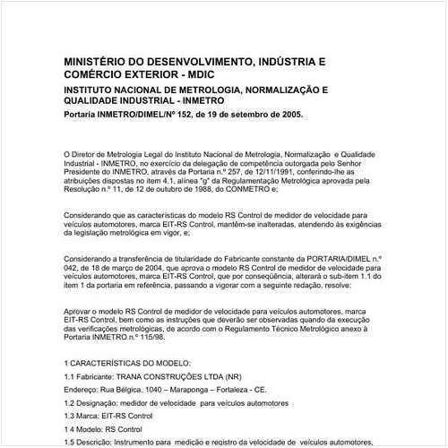 Portaria DIMEL/INMETRO 152:2005 - Situação: Revisto