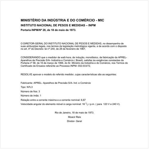 Portaria INPM/MIC 28:1973 - Situação: Em vigor