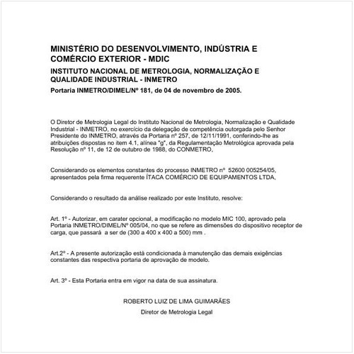 Portaria DIMEL/INMETRO 181:2005 - Situação: Revisto