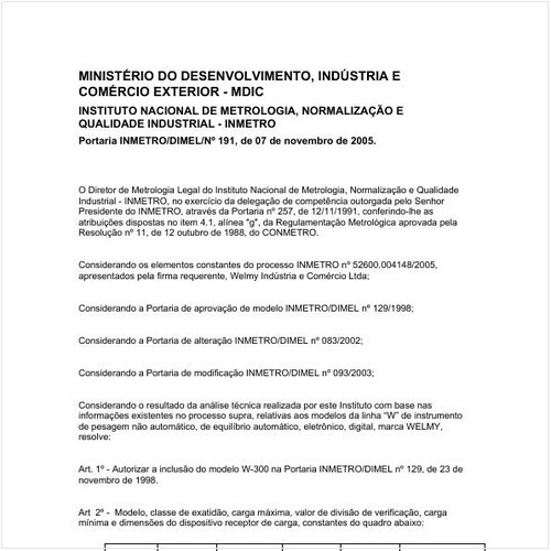 Portaria DIMEL/INMETRO 191:2005 - Situação: Revisto