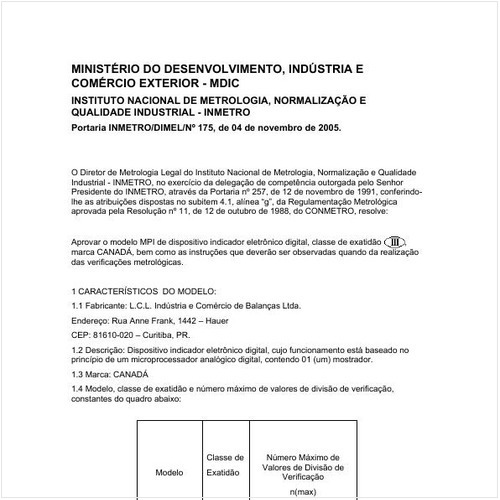 Portaria DIMEL/INMETRO 175:2005 - Situação: Prazo de validade expirado