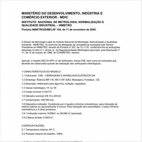 Portaria DIMEL/INMETRO 194:2005 - Situação: Revisto