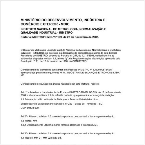 Portaria DIMEL/INMETRO 199:2005 - Situação: Em vigor