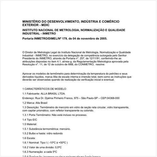 Portaria DIMEL/INMETRO 179:2005 - Situação: Revogado