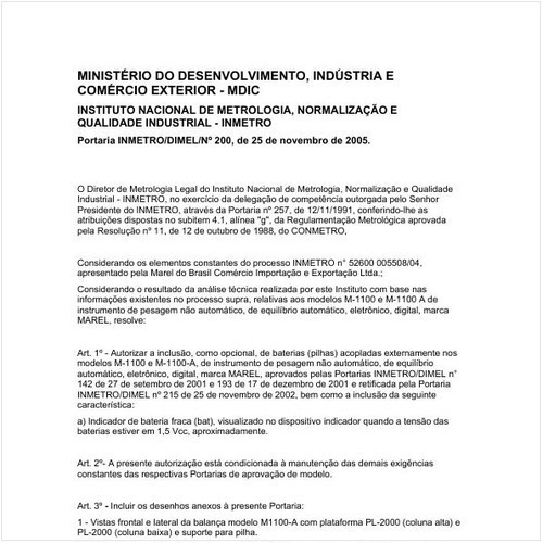 Portaria DIMEL/INMETRO 200:2005 - Situação: Em vigor