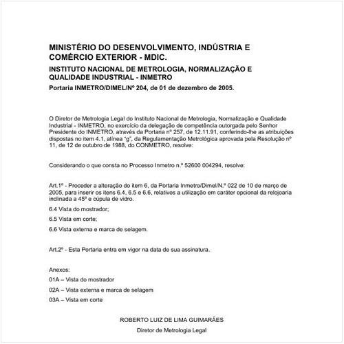 Portaria DIMEL/INMETRO 204:2005 - Situação: Revisto