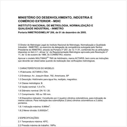 Portaria DIMEL/INMETRO 206:2005 - Situação: Revisto