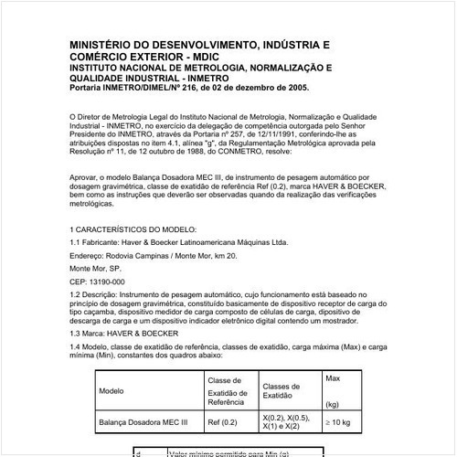 Portaria DIMEL/INMETRO 216:2005 - Situação: Revogado