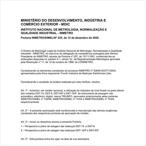 Portaria DIMEL/INMETRO 225:2005 - Situação: Revisto