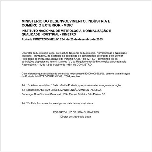 Portaria DIMEL/INMETRO 234:2005 - Situação: Em vigor