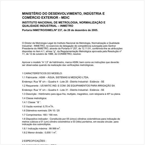Portaria DIMEL/INMETRO 237:2005 - Situação: Revisto