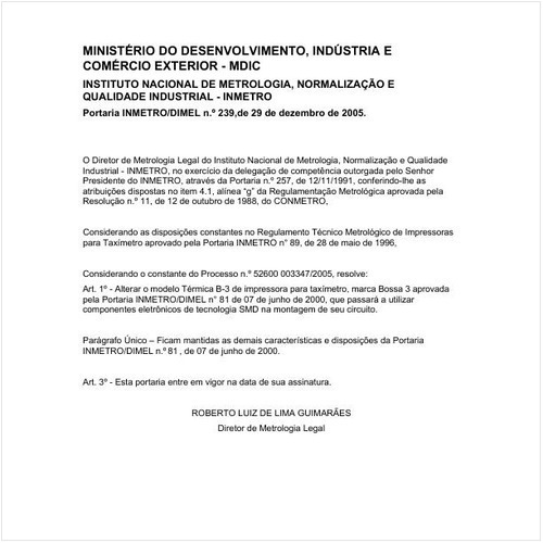 Portaria DIMEL/INMETRO 239:2005 - Situação: Em vigor