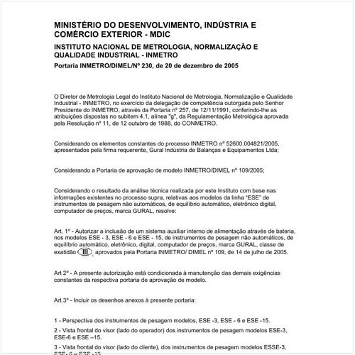 Portaria DIMEL/INMETRO 230:2005 - Situação: Em vigor