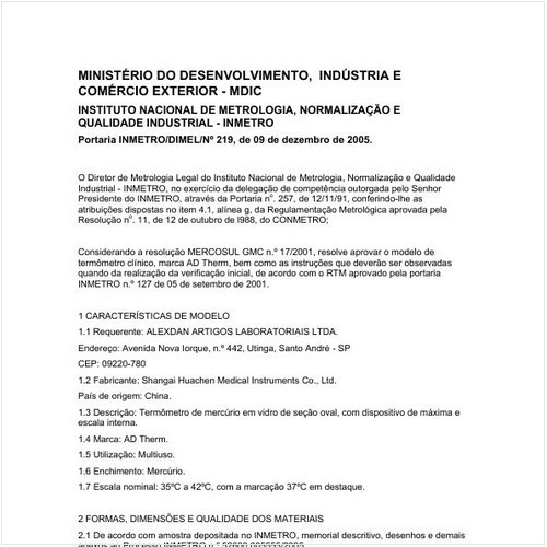 Portaria DIMEL/INMETRO 219:2005 - Situação: Em vigor