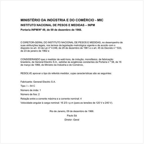 Portaria INPM/MIC 49:1966 - Situação: Em vigor