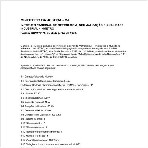 Portaria INMETRO/MJ 71:1992 - Situação: Revisto