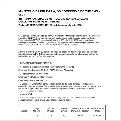 Portaria DIMEL/INMETRO 120:1994 - Situação: Em vigor