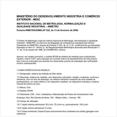 Portaria INMETRO/MDIC 22:2006 - Situação: Em vigor