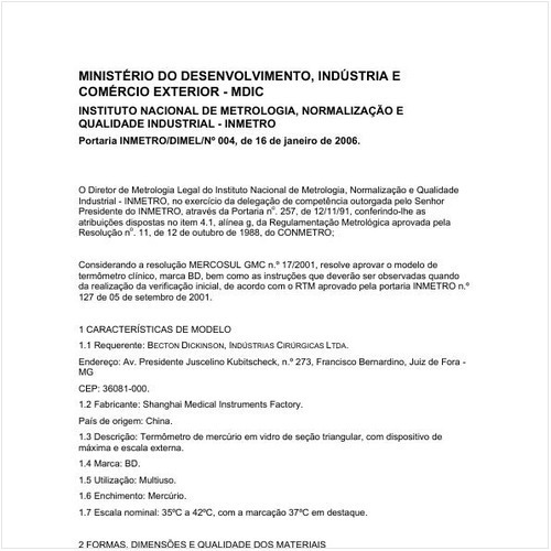 Portaria DIMEL/INMETRO 4:2006 - Situação: Em vigor