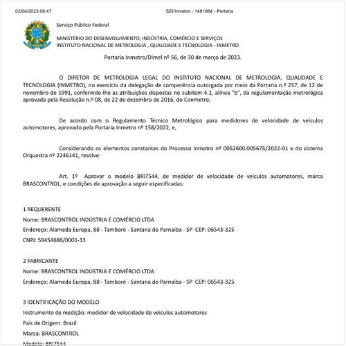Portaria DIMEL/INMETRO 56:2023 - Situação: Em vigor