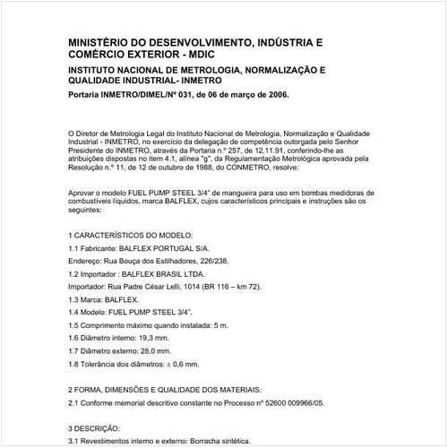 Portaria DIMEL/INMETRO 31:2006 - Situação: Em vigor