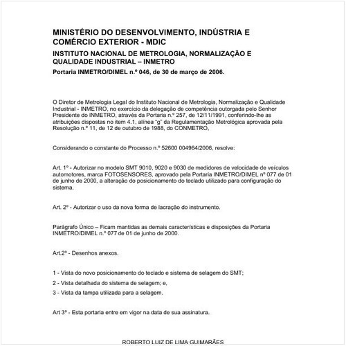 Portaria DIMEL/INMETRO 46:2006 - Situação: Revisto