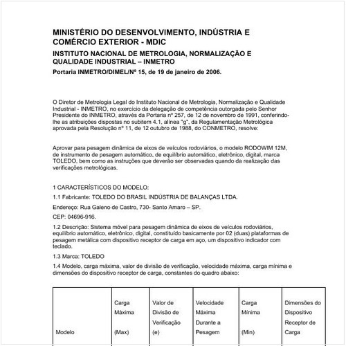 Portaria DIMEL/INMETRO 15:2006 - Situação: Revisto
