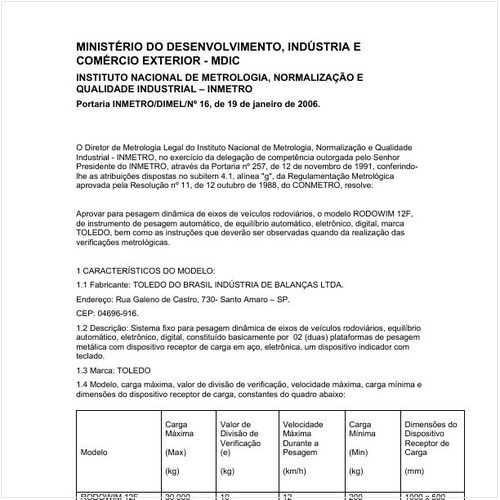 Portaria INMETRO/MDIC 16:2006 - Situação: Revisto