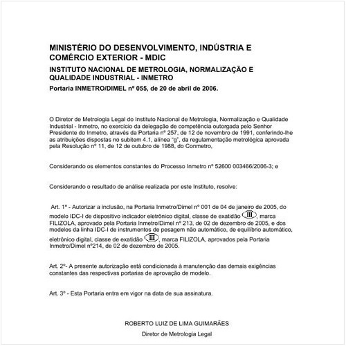 Portaria DIMEL/INMETRO 55:2006 - Situação: Em vigor