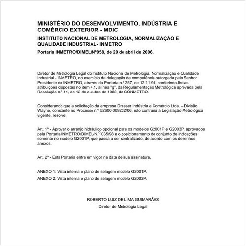 Portaria DIMEL/INMETRO 58:2006 - Situação: Em vigor