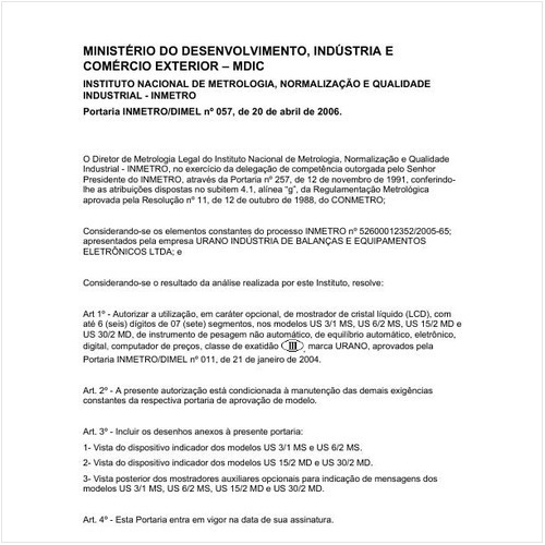 Portaria DIMEL/INMETRO 57:2006 - Situação: Em vigor