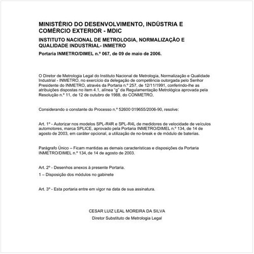 Portaria DIMEL/INMETRO 67:2006 - Situação: Em vigor