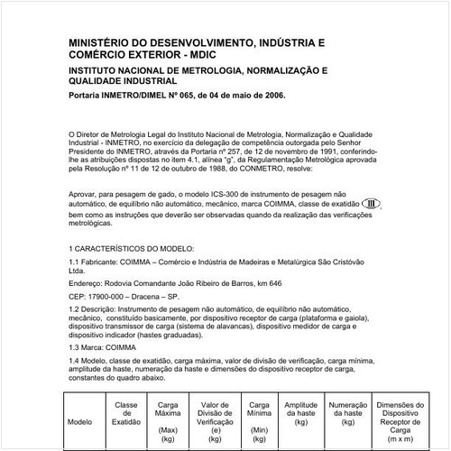 Portaria DIMEL/INMETRO 65:2006 - Situação: Em vigor