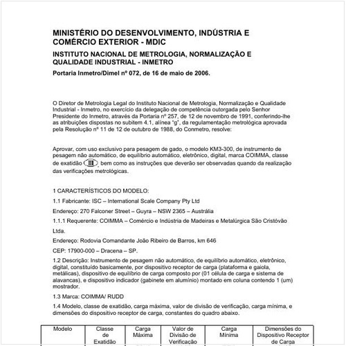 Portaria DIMEL/INMETRO 72:2006 - Situação: Revisto