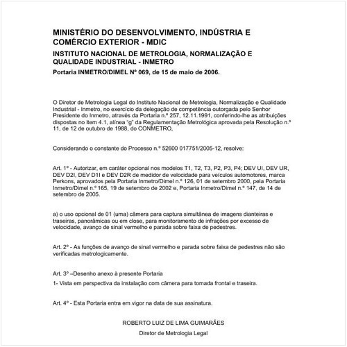 Portaria DIMEL/INMETRO 69:2006 - Situação: Em vigor