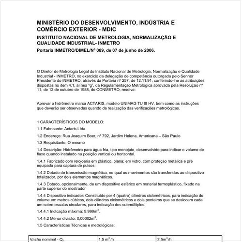 Portaria DIMEL/INMETRO 89:2006 - Situação: Revisto