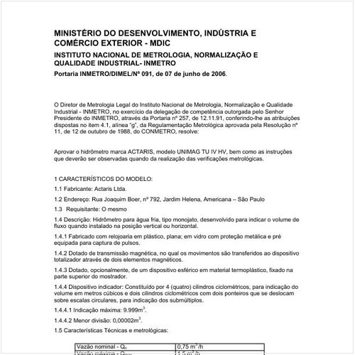 Portaria DIMEL/INMETRO 91:2006 - Situação: Revisto